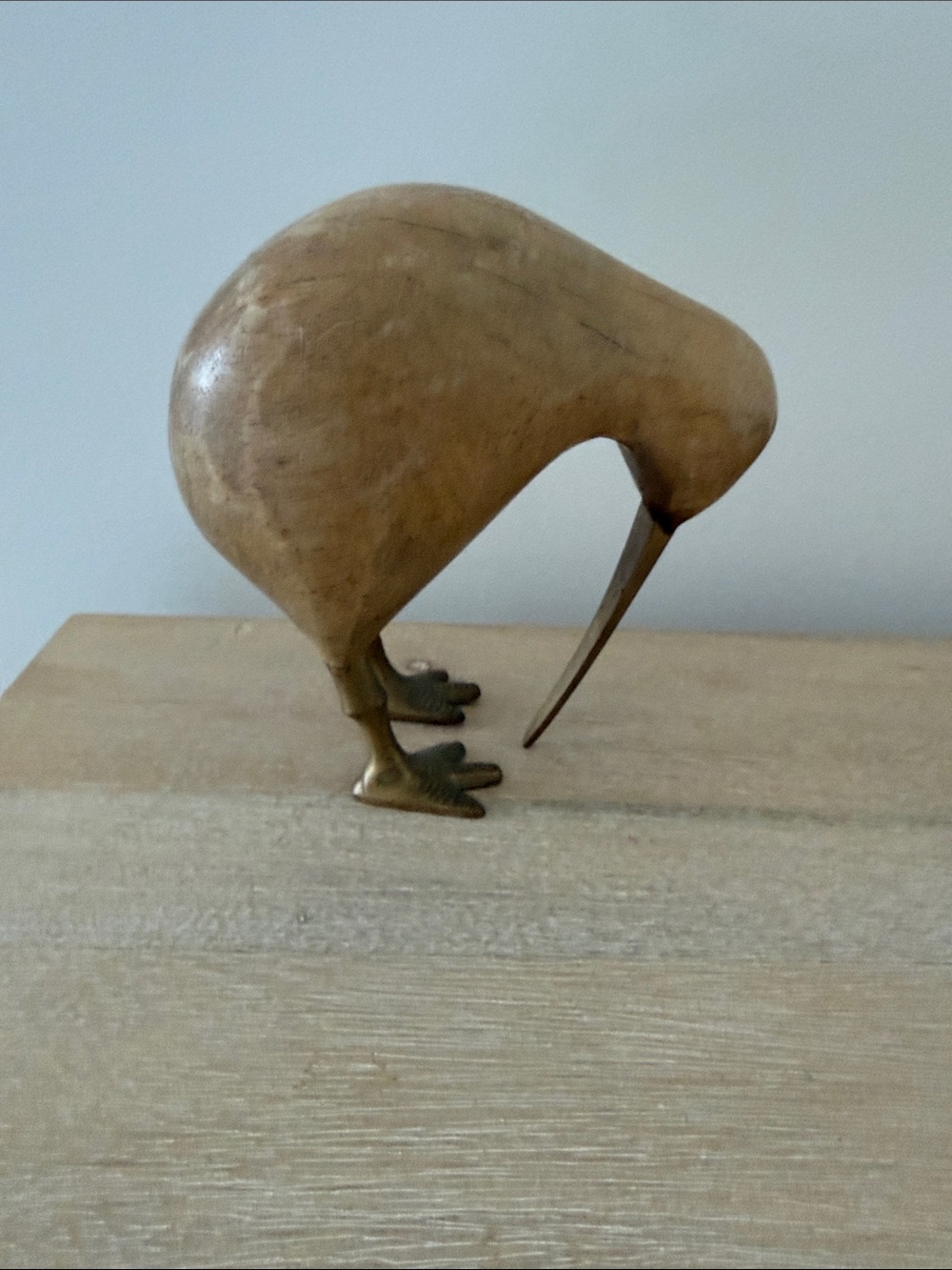 Crate & Barrel Kiwi Bird Figurine - Brown Decorative Bird Sculpture